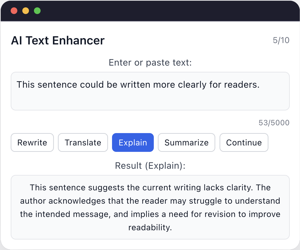 Explain text with AI