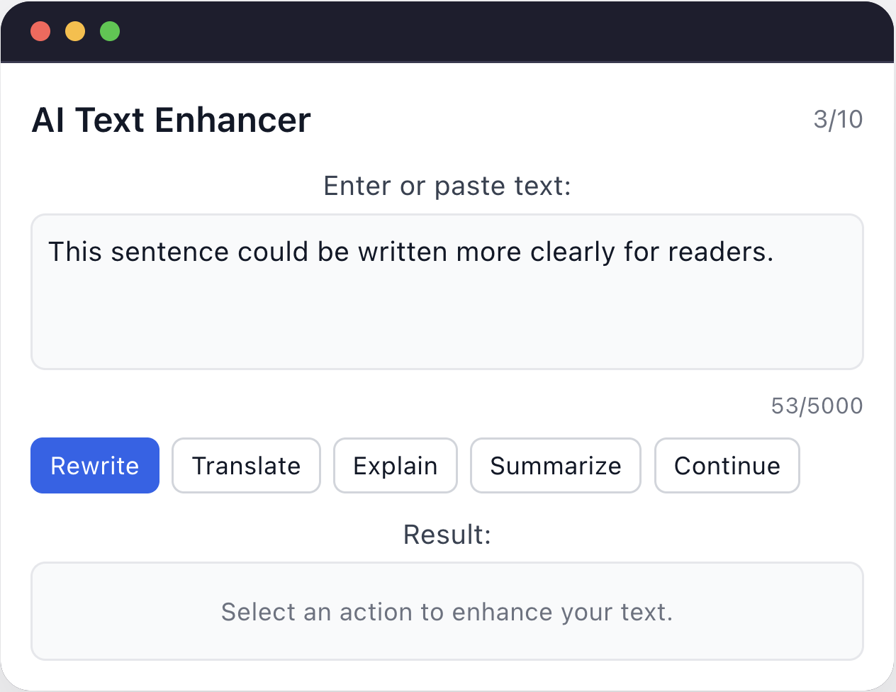 Rewrite text with AI