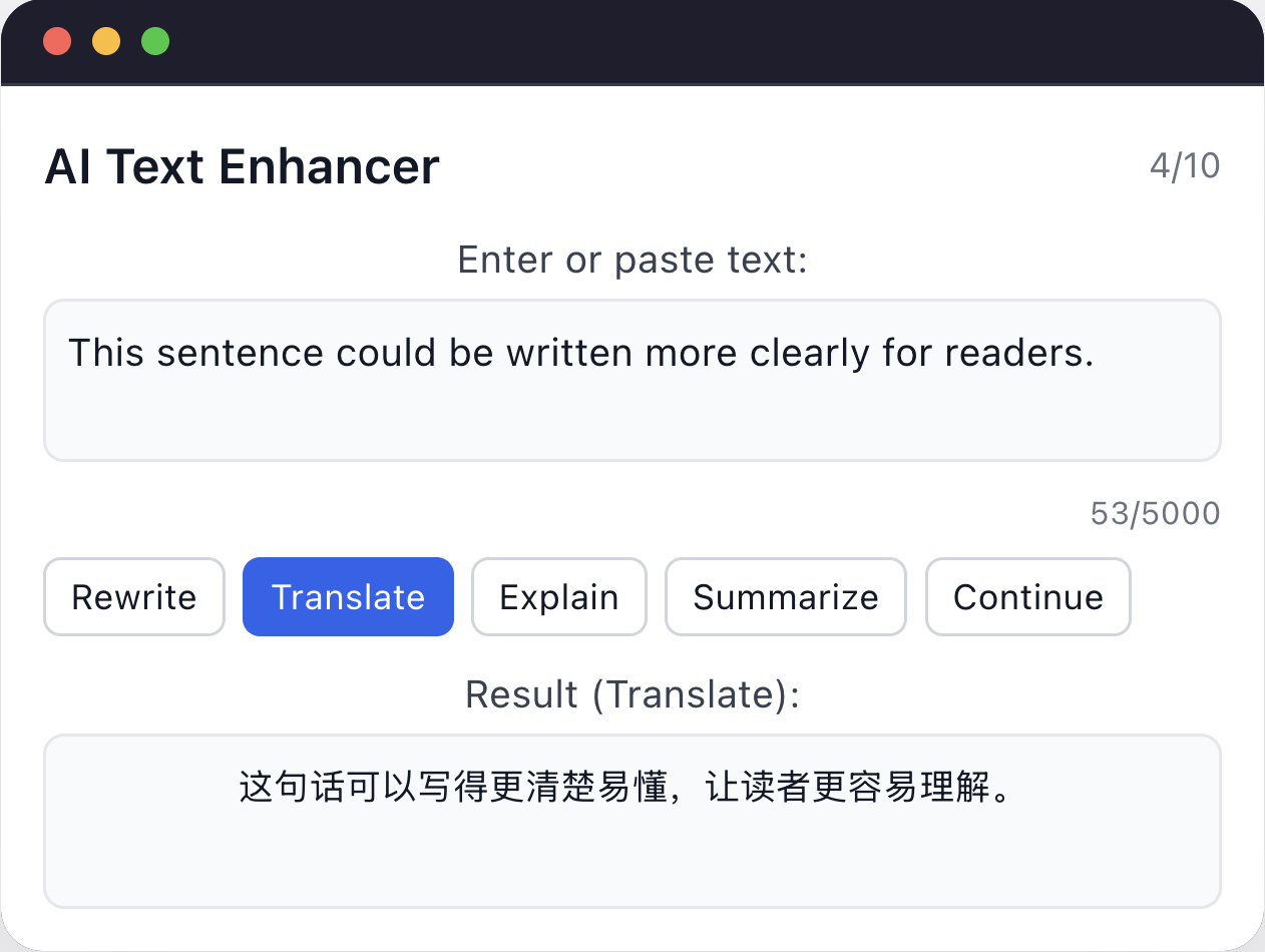 Translate text with AI
